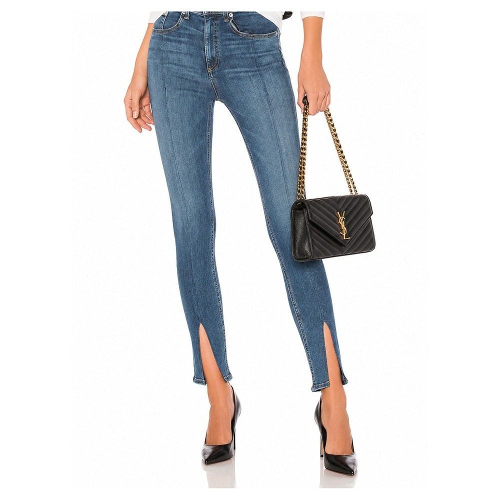 Rag & Bone Jeans 32 Yuki High Waist Skinny Medium Wash Slit Hem High‎ Rise $225